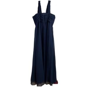 Wtoo Navy Blue Formal Dress Sheer Chiffon Lined Pads Sleeveless Maxi Size 12